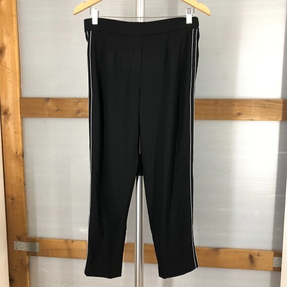 Aritzia BABATON Conan Black White Stitch Stripe‎ Slim Cropped Trousers Sz 6 - Picture 2 of 13